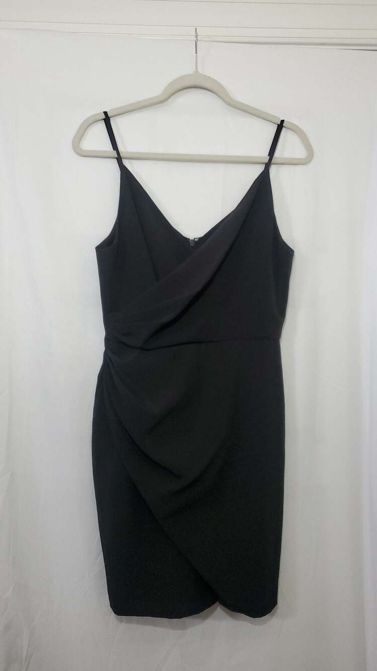 Gianni Bini Black Sleeveless Wrap Front Draped Cocktail Dress Size 4
